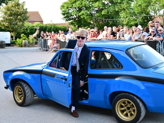 Looking cool arriving at Whitby School Prom.