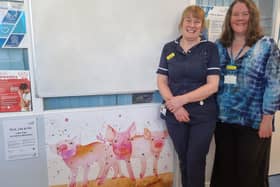 Pictured L-R: Anita Ogle, Ward Sister, and Karen Thompson, Art and Design Project Officer.