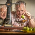 Howard Hebdon and Ken Fletcher weighing entries to the Egton Bridge Gooseberry Show near Whitby, held at Egton Manor.
Picture Tony Johnson