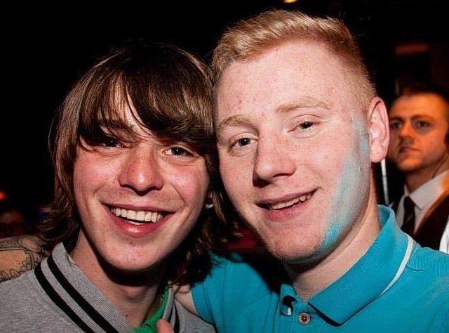 Logan and Dan enjoying a pint