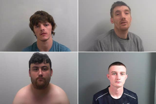 Clockwise from top left: Anthony Wright, Christopher James Watt, Jake Myers and Gerard Parkins.