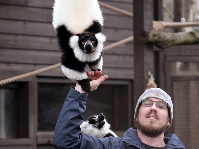 Chris with the lemurs