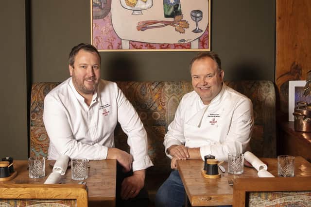 Chef Director Stephen Smith and The Star Inn at Harome owner, Andrew Pern, in the restaurant. Picture credit: John Carey
