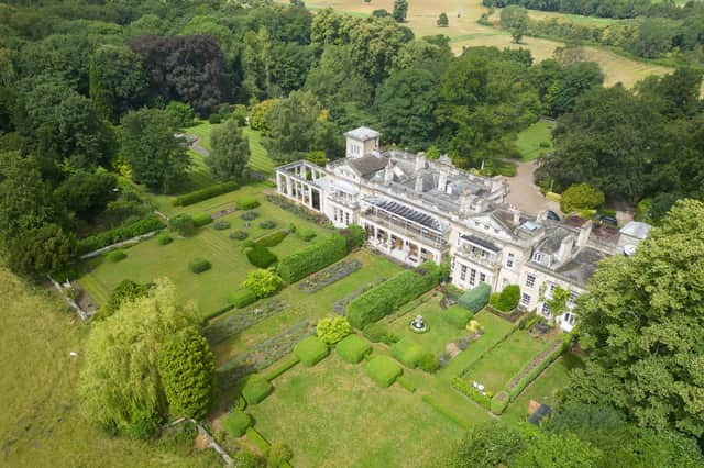 An aerial view of the impressive mansion house near Tadcaster that is currently for sale at £1.75m.