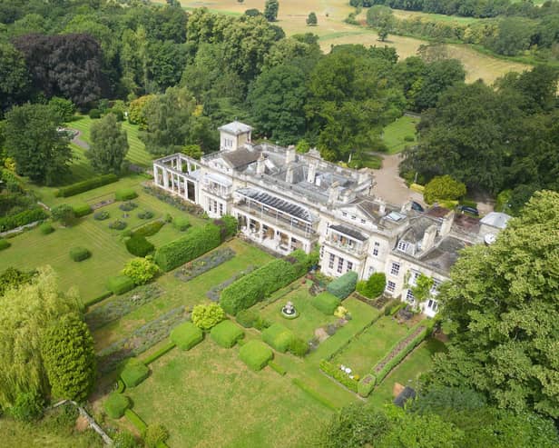 An aerial view of the impressive mansion house near Tadcaster that is currently for sale at £1.75m.