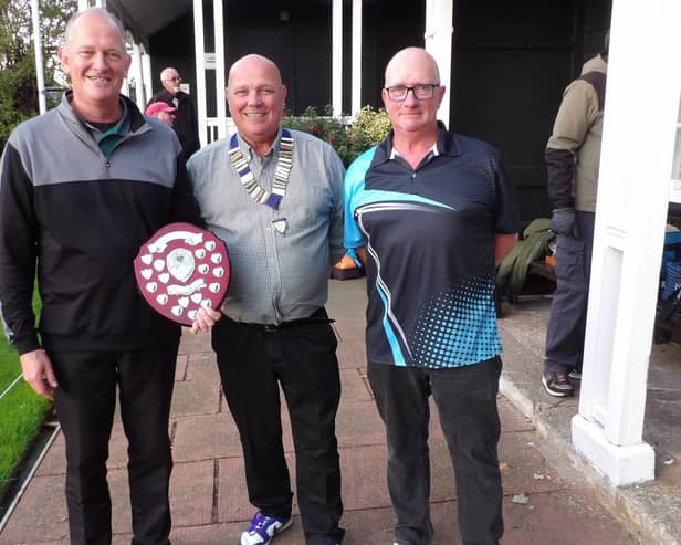 Summer Championship winner Richard Jackson, ECYCGBA president Emmo Emmerson and runner-up Paul Morgan.