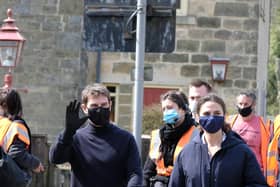 Tom Cruise and Hayley Atwell take a break from filming in Levisham