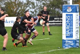 Scarborough RUFC's Tom Harrison scored their first try in a 23-20 win at Selby