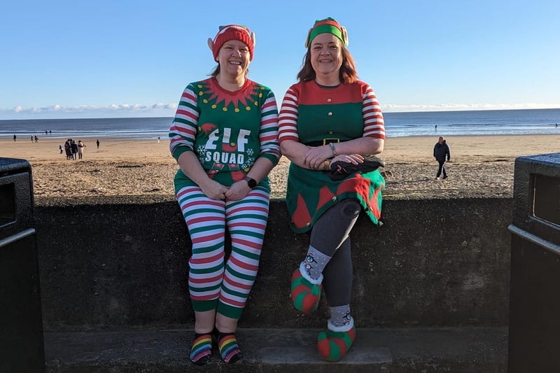 Here is a photo submitted by Karen Morse, showing some festive elves getting ready for the dip.