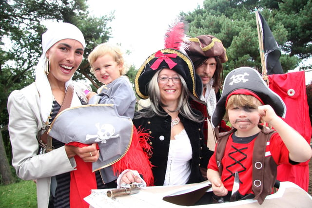 A family of pirates win the fancy dress competition at the opening of Pannett Park's new play area.