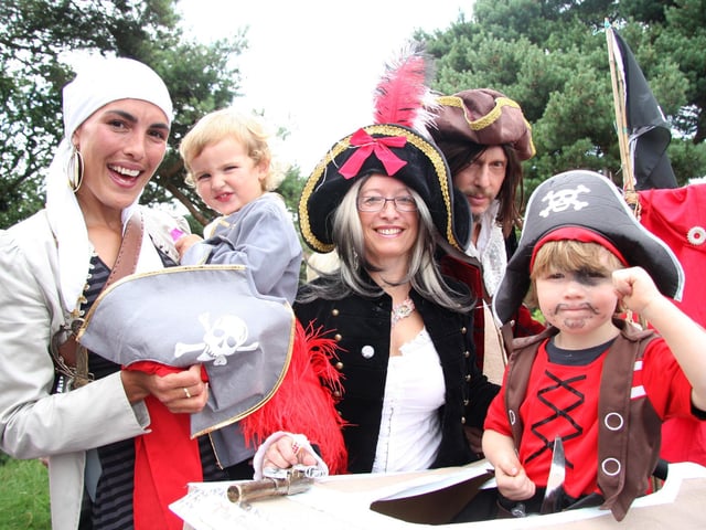 A family of pirates win the fancy dress competition at the opening of Pannett Park's new play area.