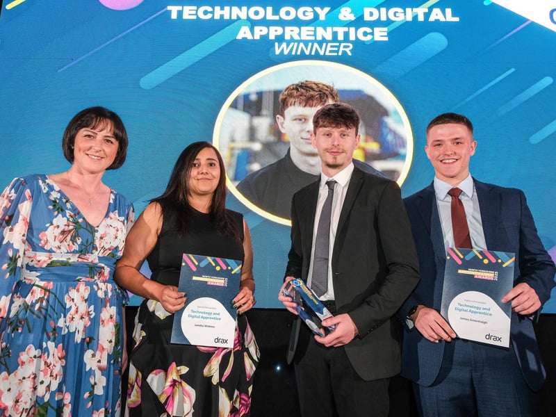 The Technology and Digital Apprentice of the Year Award was presented to Alex Sim, of Anglo American, pictured second from the right