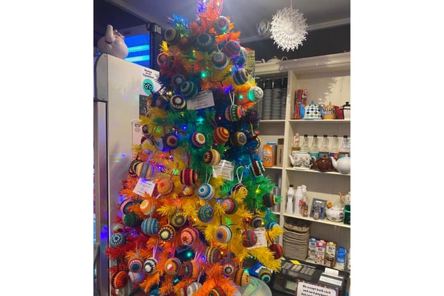 Ross Jeffrey has sent in a photo of the stunning rainbow tree found at Lush Coffee Whitby, which showcases the handmade crochet baubles that they sell.
