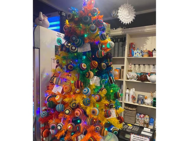 Ross Jeffrey has sent in a photo of the stunning rainbow tree found at Lush Coffee Whitby, which showcases the handmade crochet baubles that they sell.