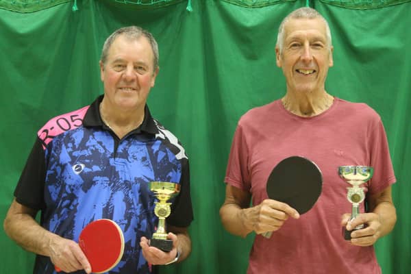 Peter Clarkson, left, and Roy Hill won the Wednesday Night Round-Robin Singles Tournament. PHOTOS: TONY WIGLEY