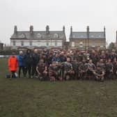 The Pocklington and Old Pocklingtonian teams pictured after last year's Boxing Day game.