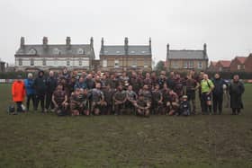 The Pocklington and Old Pocklingtonian teams pictured after last year's Boxing Day game.