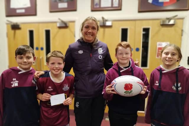 England star Zoe Aldcroft inspires the next generation of Scarborough RUFC and Malton & Norton RUFC players.