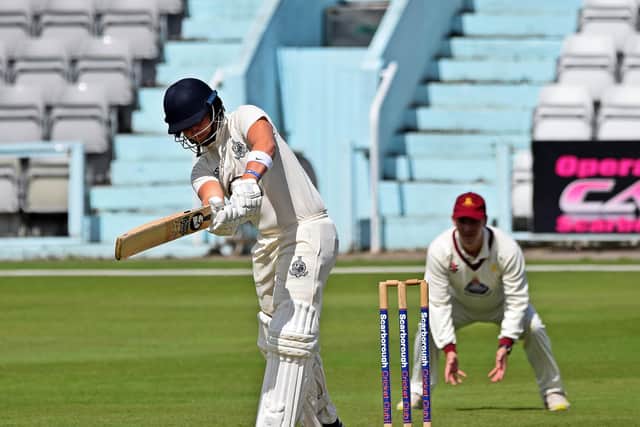 Scarborough 2nds batter Alfie Wood in action.