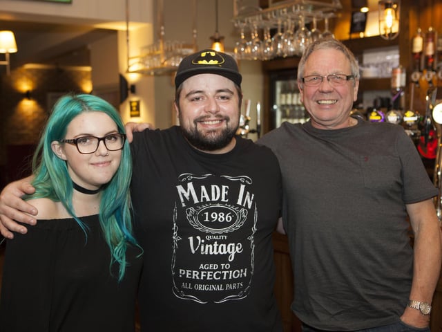 Abi, Jamie & Fred enjoy their big night out in The Dickens Bar & Inn.