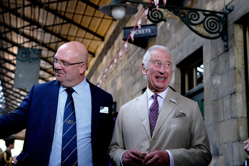 King Charles with NYMR's General Manager Chris Price