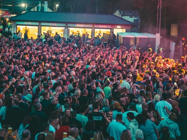 A packed crowd at the Open Air Theatre