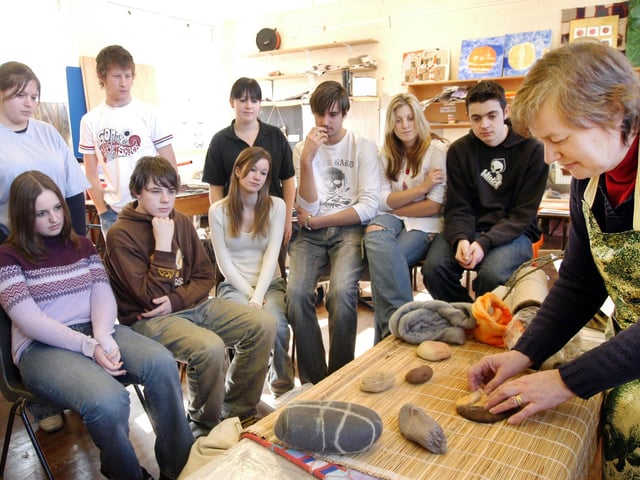 Rosemary Kitchingman, of Whitby Artnet and Raw Fibres in Robin Hood's Bay, makes beach pebbles in wool.