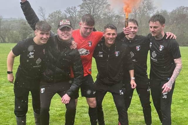 Lealholm celebrate their North Riding Football League Division One title success.