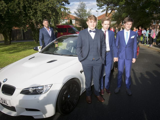 Arriving at Eskdale School prom are students Marcus Goodall, David-Joe Taylor and Rory Brickley.