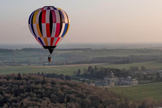 Balloonist John Till above Castle Howard. 
picture by Nick Howard