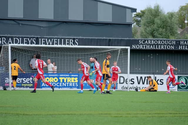 Boro celebrate Dom Tear putting the home side 2-0 up front.