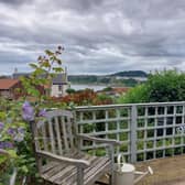 A decked area gives stunning views across the sea, and of St Mary’s Church and the castle.