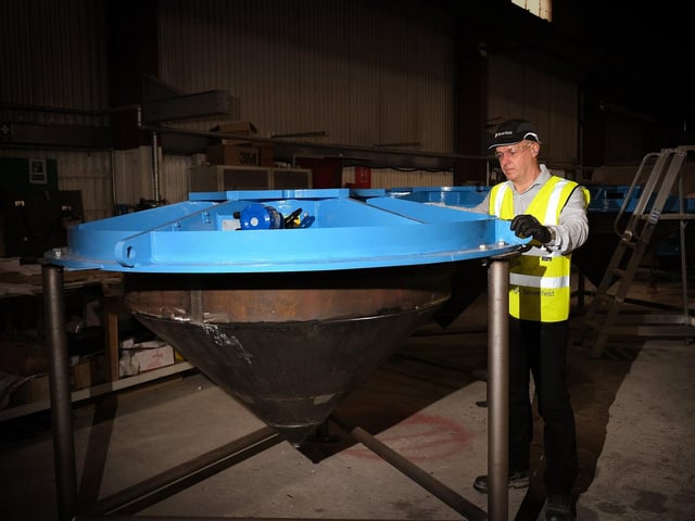 Divisional Managing Director Jim Martindale with one of the products; the Rotoflo.
