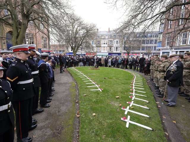 The crosses laid out ready to be planted