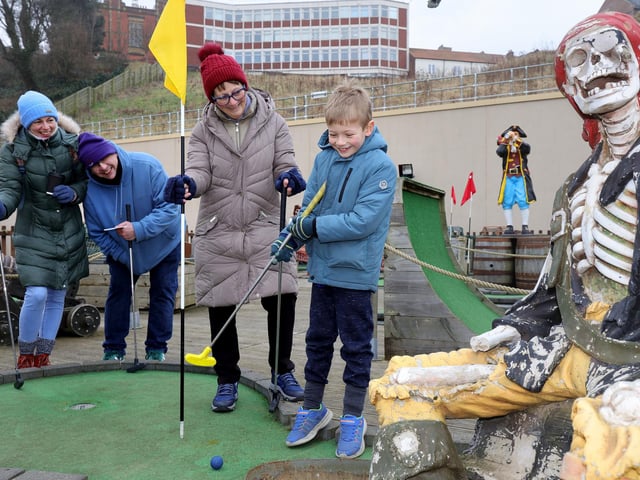 Having fun at Captain Jack's Adventure Golf