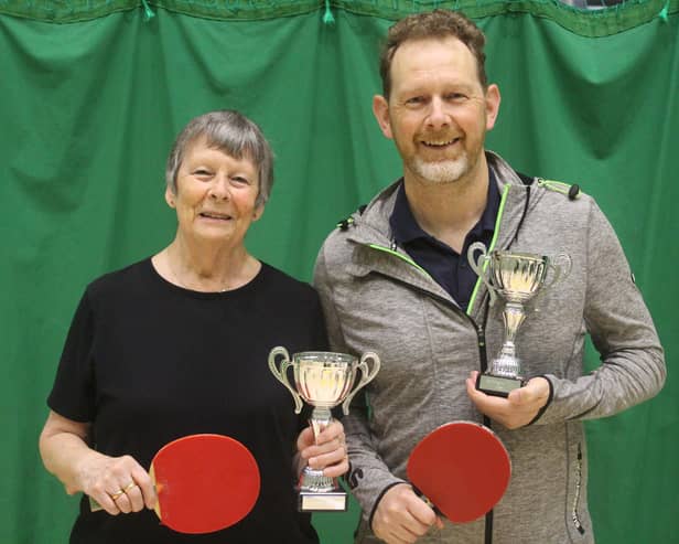 Tina Crockford and Jon Bell, the winners of the 2024 Division Two Doubles title. PHOTOS: TONY WIGLEY