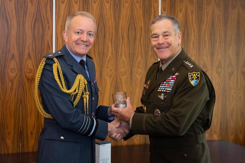 General James Dickinson, Commander US Space Command, meeting Air Chief Marshal Sir Richard Knighton KCB FREng RAF, Chief of the Air Staff.