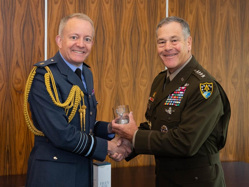 General James Dickinson, Commander US Space Command, meeting Air Chief Marshal Sir Richard Knighton KCB FREng RAF, Chief of the Air Staff.