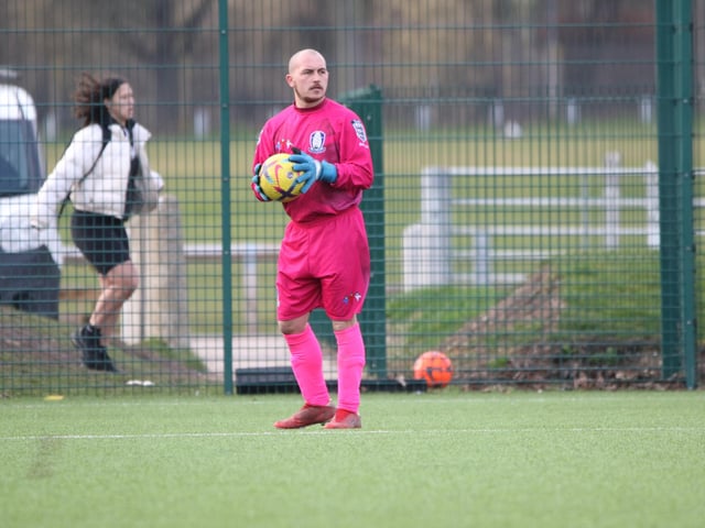 The Bridlington Rovers Pandas goalkeeper takes a moment to decide his next move.