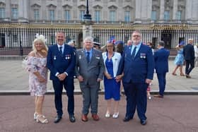 Representatives of Flamborough RNLI outside Buckingham Palace. Image: Flamborough RNLI