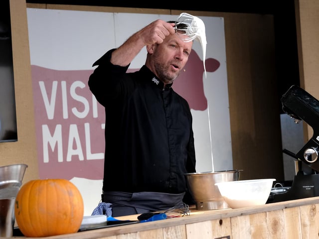 Chef Benoit Blin performs a demonstration.