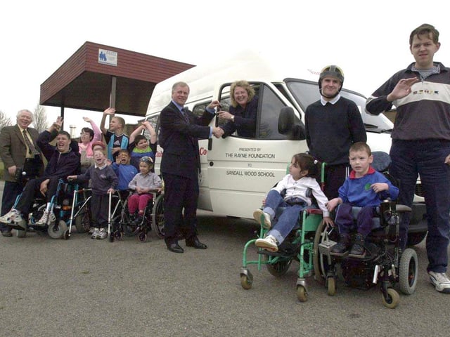 Varirty Club Chairman John Stubbs presented the keys of the new minibus for Sandall Wood School to Headteacher Carol Ray