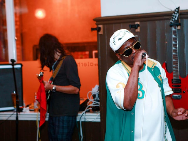 Bongoman entertains the crowd in the Waterhouse