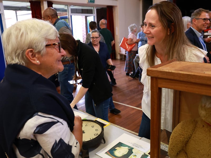 Former teacher Wendy Hurworth reminisces with people at Eskdale School.