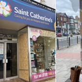 The Saint Catherine's Hospice charity shop window has had the window smashed.