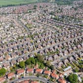 Aerial drone photo of Harrogate, North Yorkshire, showing residential housing from above