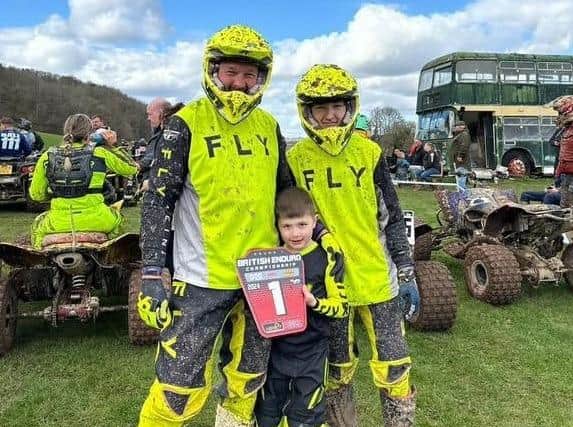 Dad Paul Robinson with his quad racing star sons Freddie, right, and Frankie, front,.