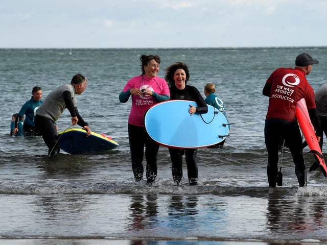 People taking part in theWave Project at the Scarborough Surf Festival.