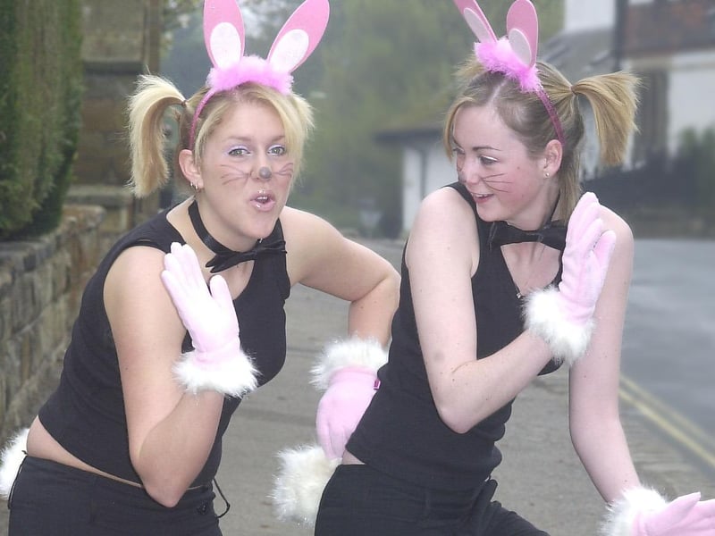 Bunny Girls Amy Carter and Annabelle Hetherington gee eachother up ready for the Scalby Walk