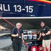 Scarborough RNLI visits Officer John Porter with Central Tramway general manager Colin Powell - Image: RNLI/Alan Hargreaves